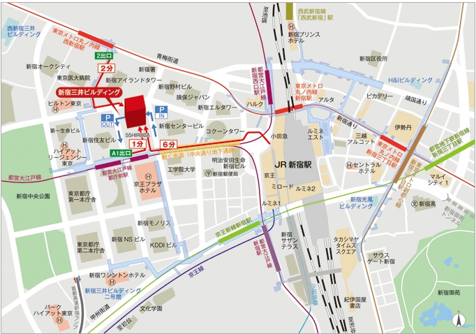 新宿西口地図（新宿三井ビルディングＨＰより）
