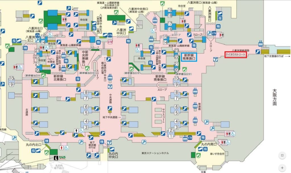 東京駅１階平面図東海道新幹線南乗換口