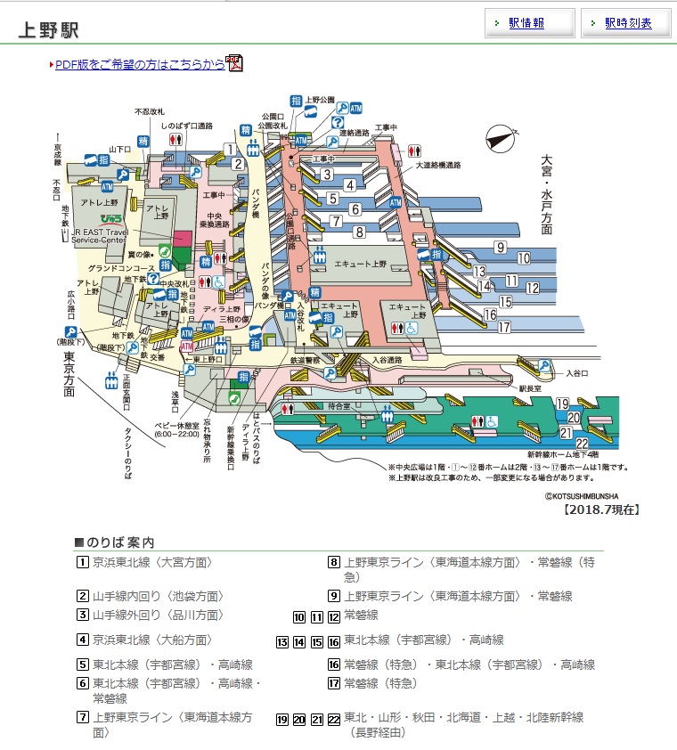 ＪＲ上野駅構内図