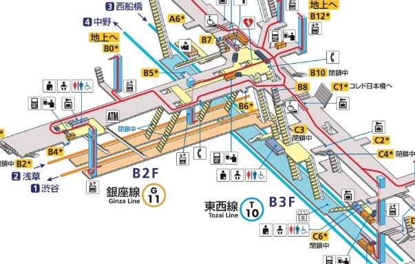 日本橋駅 東西線 銀座線の乗り換え方 日本国内の歩き方を色々紹介するブログ